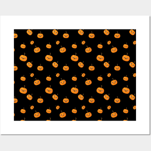 Kawaii Halloween Pumpkin Emojis Pattern Posters and Art